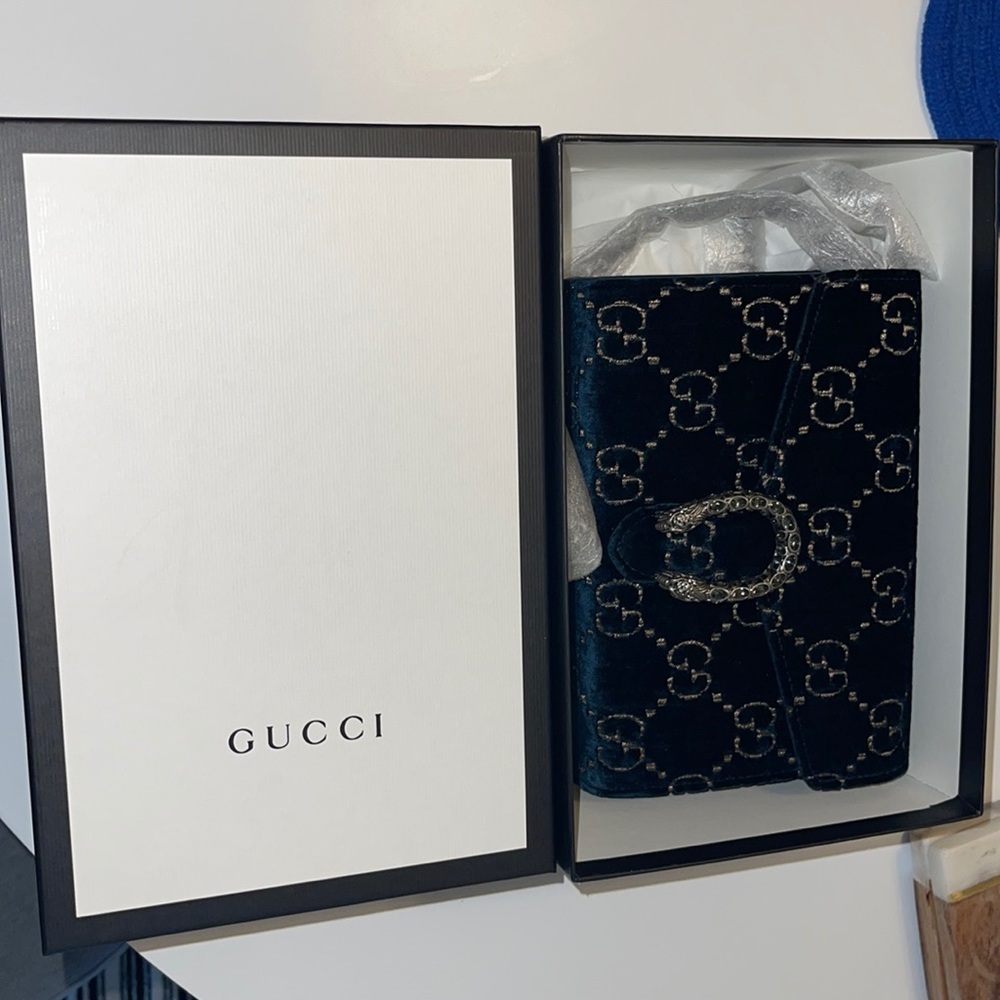 Gucci Dionysus GG Monogram Velvet Blue Crossbody